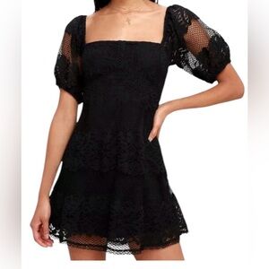 Free People Black Lace Mini Dress Sz.L